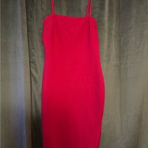 Lulus Side Slit Adjustable Strap Red Dress